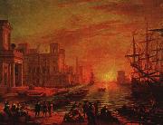 Claude Lorrain Seaport at Sunset Norge oil painting reproduction